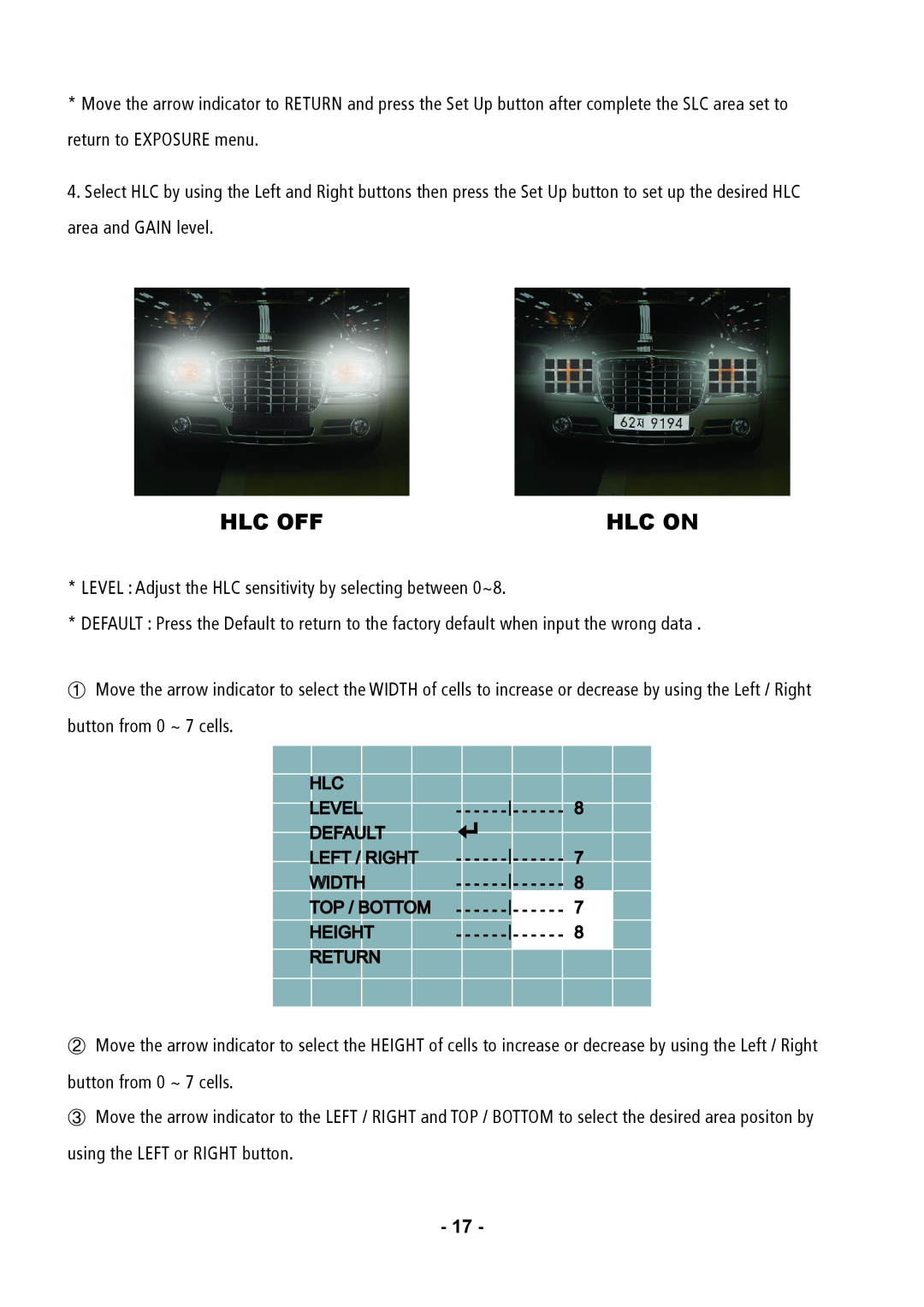 Speco Technologies VL647ILT instruction manual Hlc Off, Hlc On 