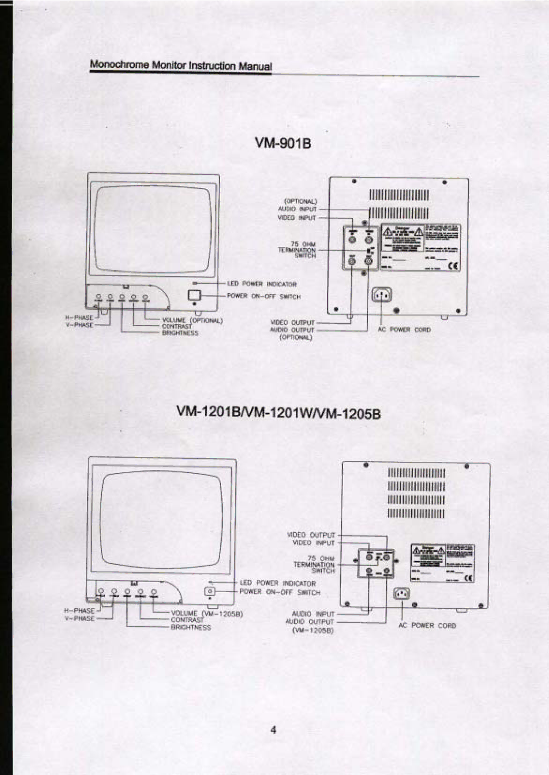 Speco Technologies VM1701B, VM-2005B, VM-2001B, VM-901B, VM-1205B, VM-1201W, VM-1501B manual 