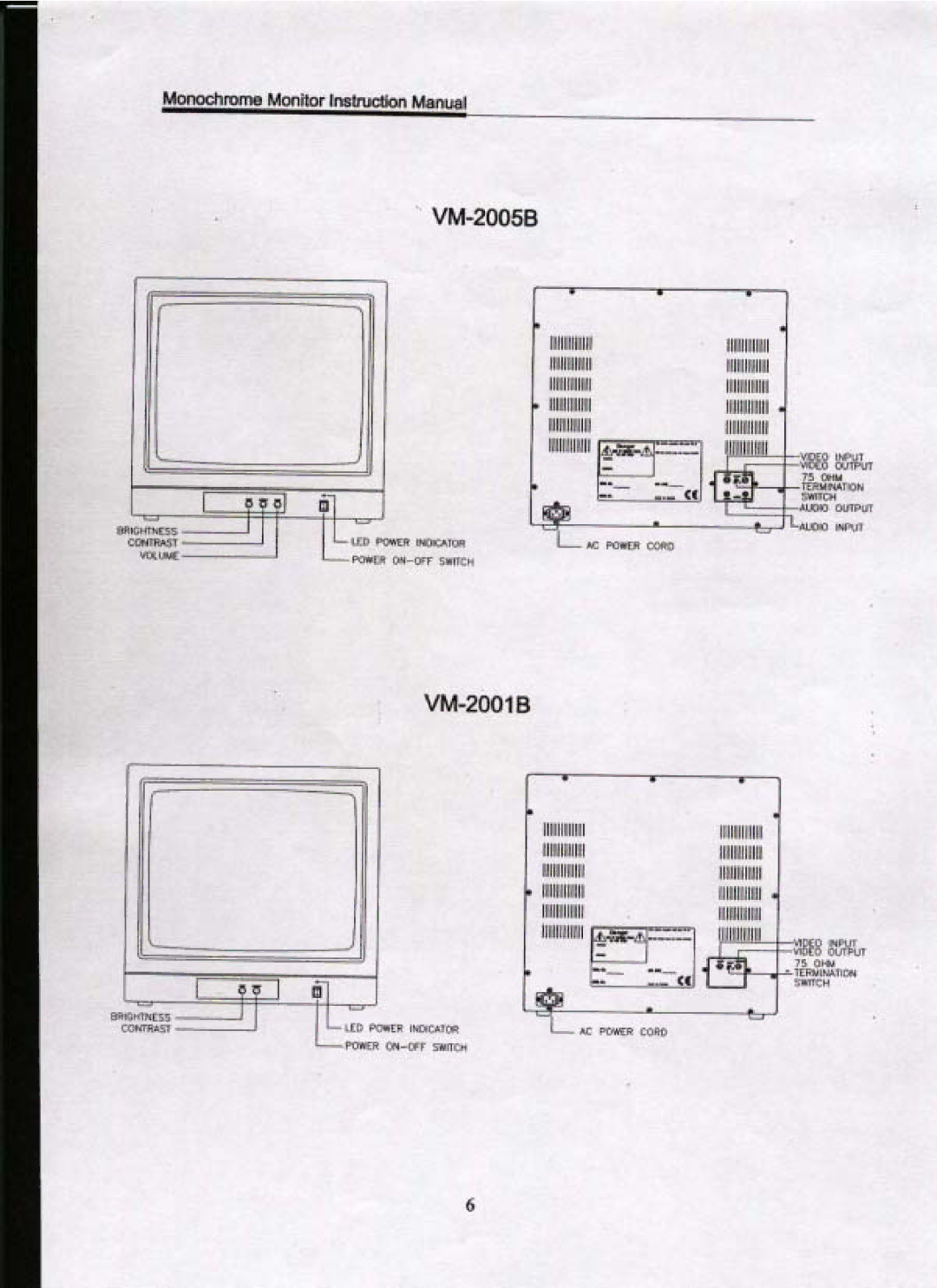 Speco Technologies VM-2005B, VM-2001B, VM-901B, VM-1205B, VM-1201W, VM1701B, VM-1501B manual 