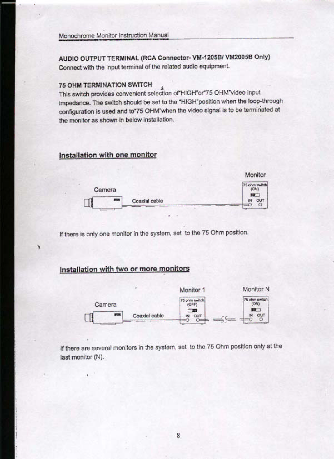 Speco Technologies VM-901B, VM-2005B, VM-2001B, VM-1205B, VM-1201W, VM1701B, VM-1501B manual 