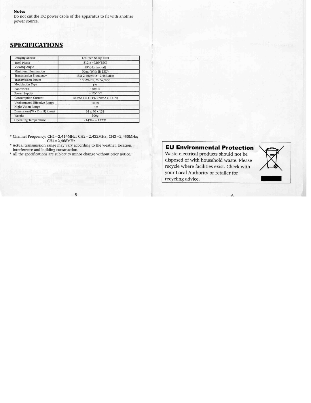 Speco Technologies WC-2503 manual 