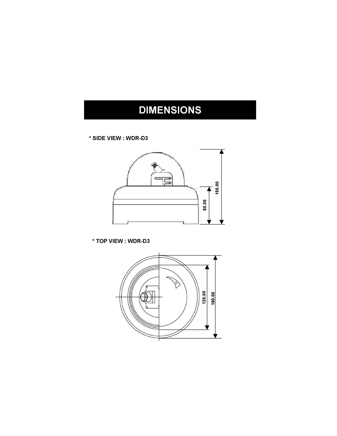 Speco Technologies WDR-R3 manual Dimensions 