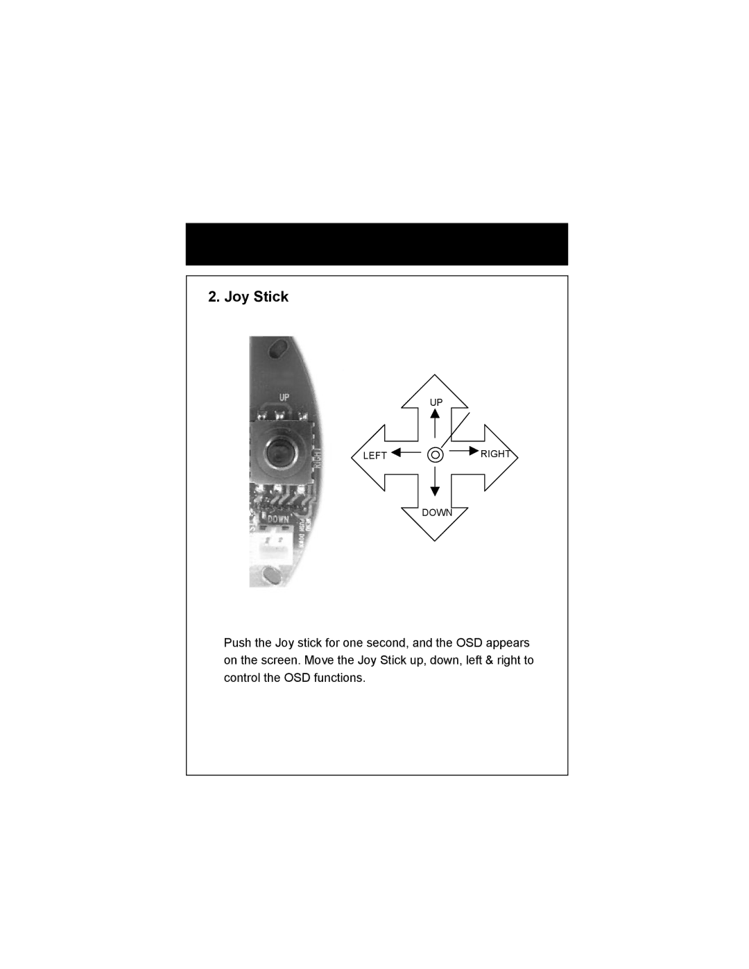 Speco Technologies WDR-R3 manual Joy Stick 