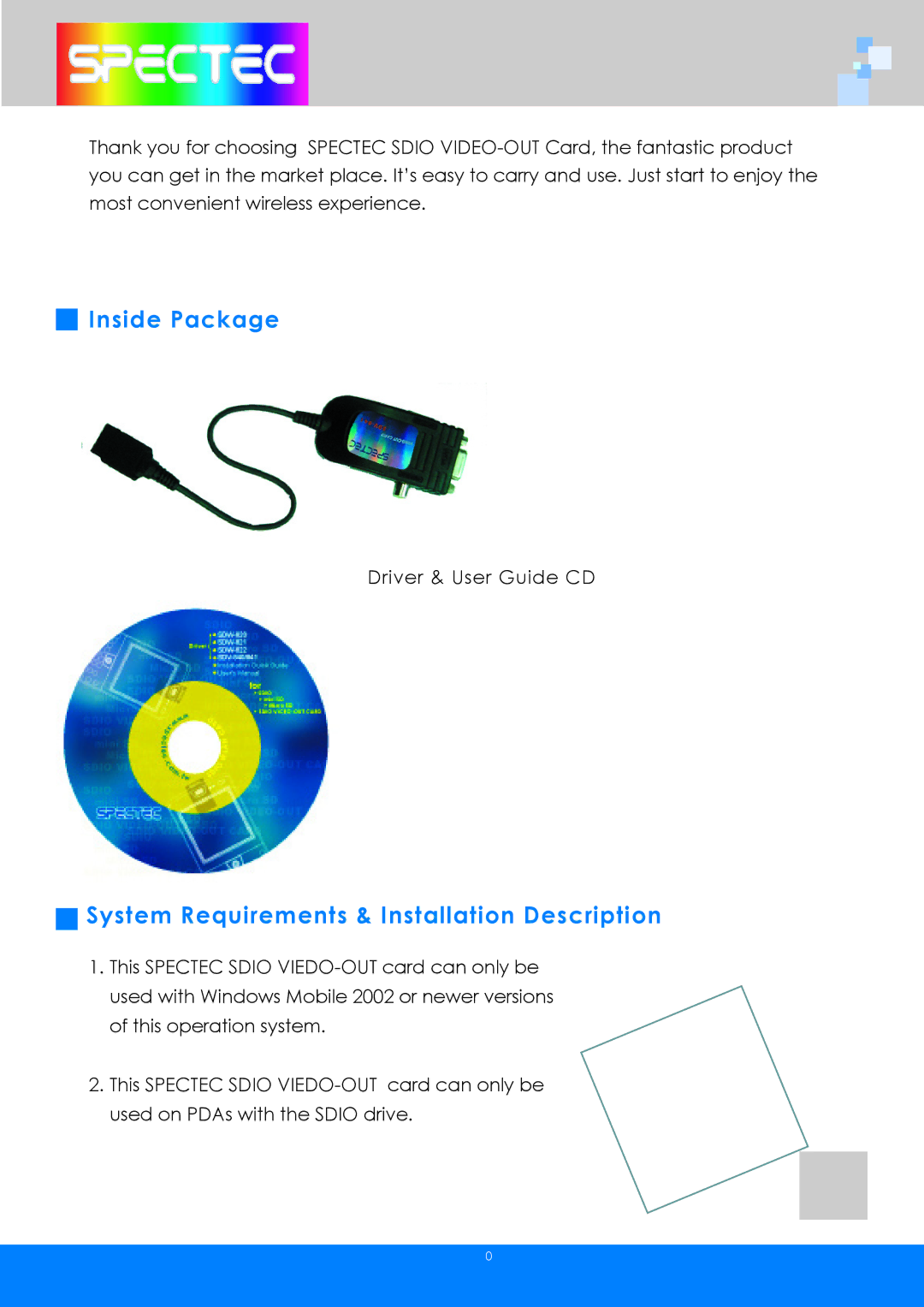 Spectec Computer Video-Out Card user manual Inside Package 