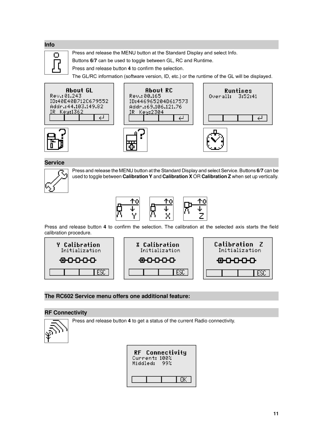 Spectra GL612 manual Info, Service 