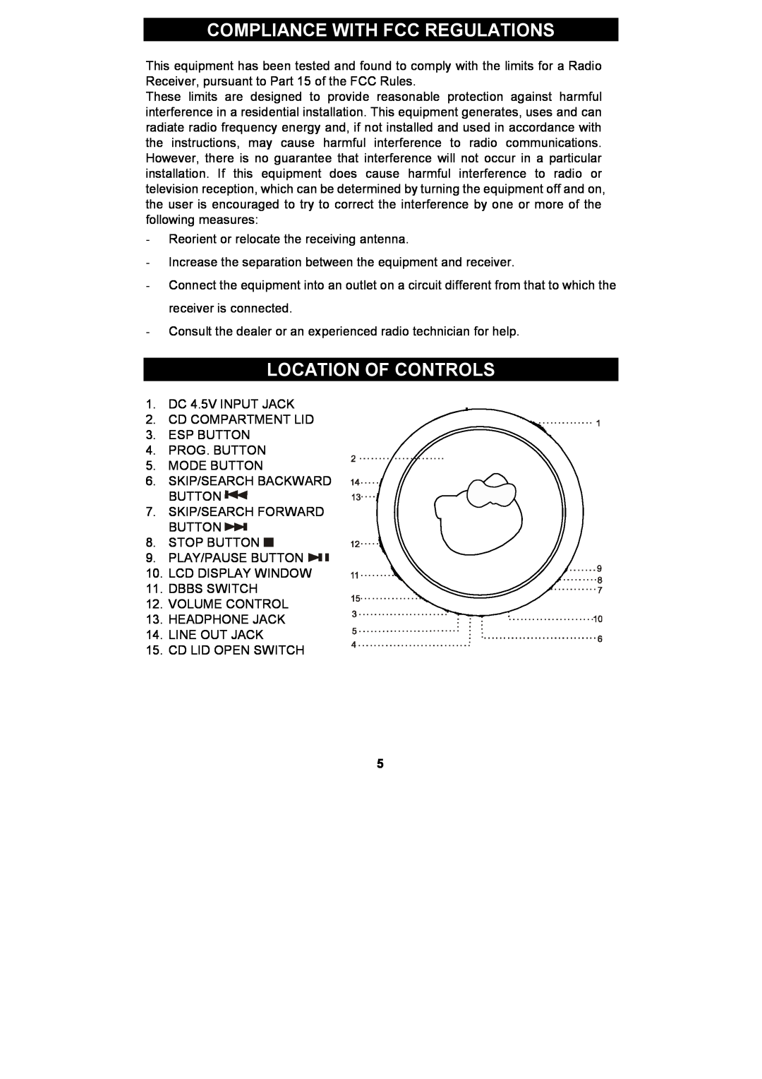 Spectra KT2038 owner manual Compliance With Fcc Regulations, Location Of Controls 