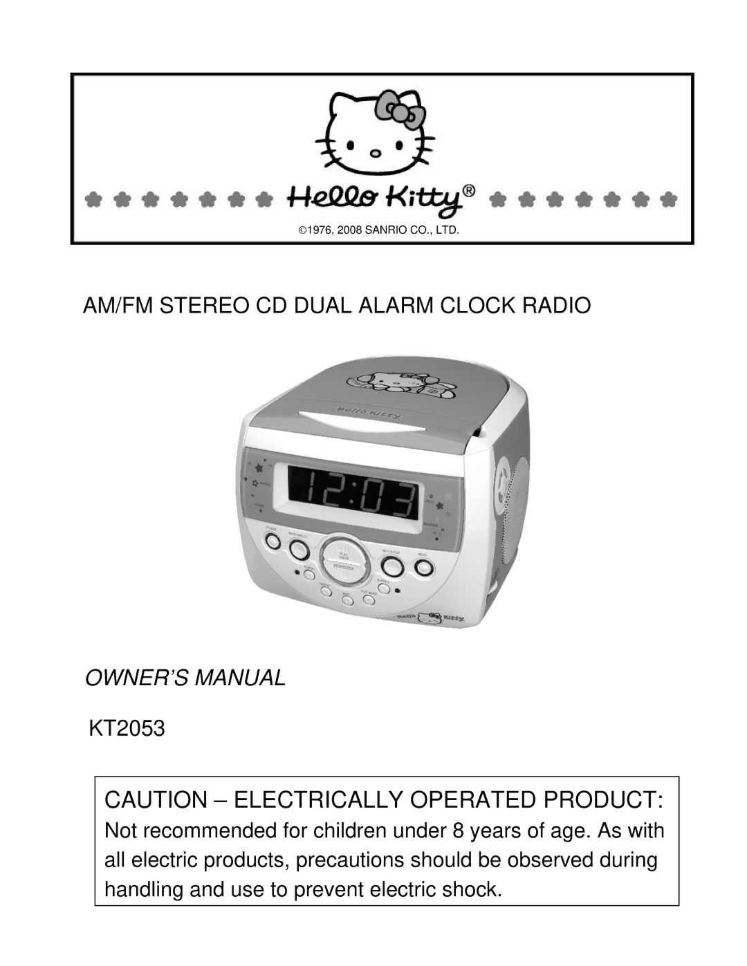 Spectra KT2053 owner manual AM/FM Stereo CD Dual Alarm Clock Radio 