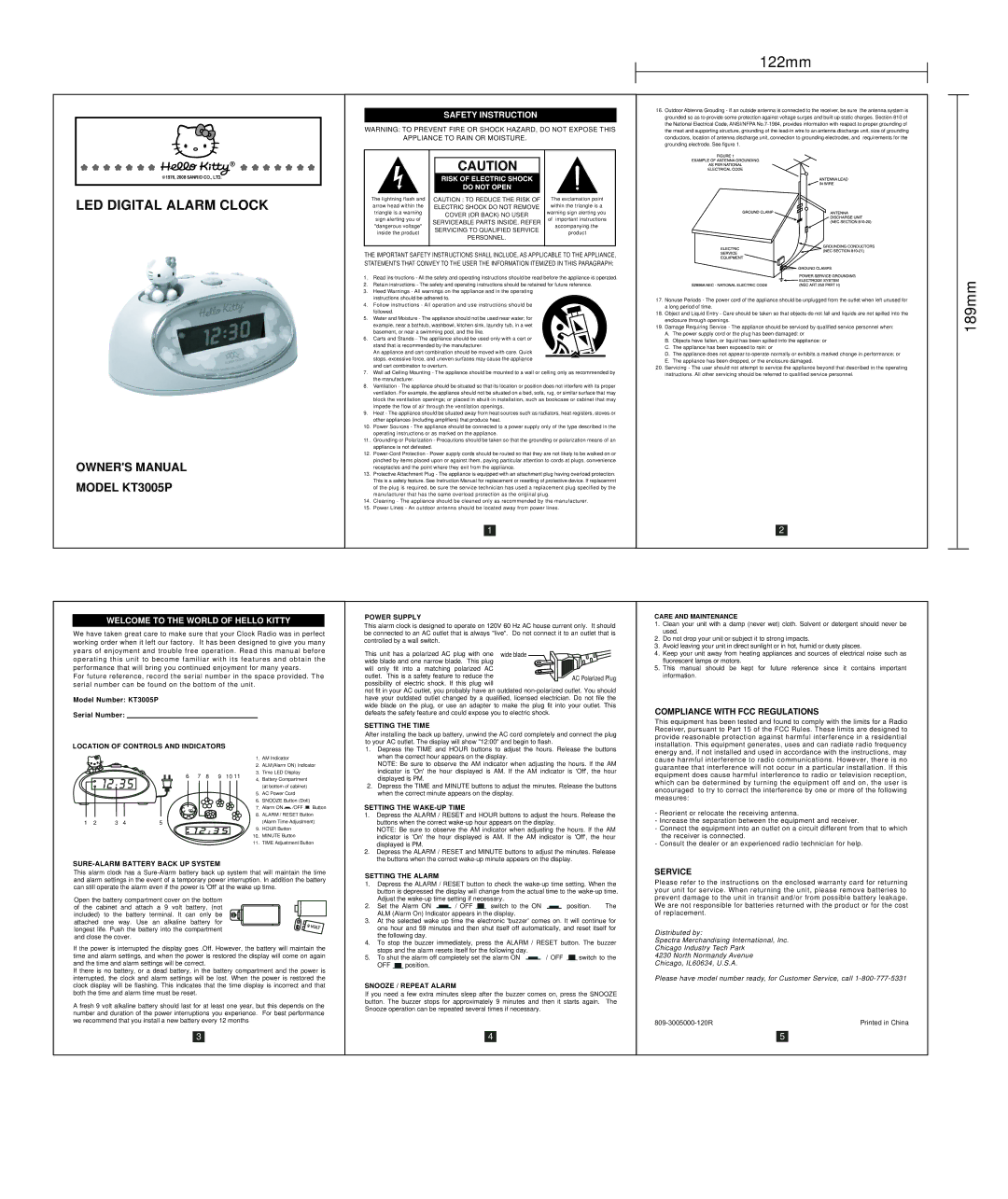 Spectra KT3005P owner manual Welcome to the World of Hello Kitty, Safety Instruction, Compliance with FCC Regulations 