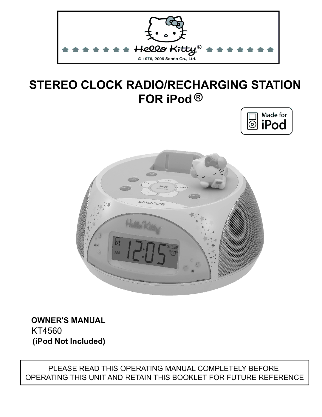 Spectra KT4560 owner manual Stereo Clock RADIO/RECHARGING Station 