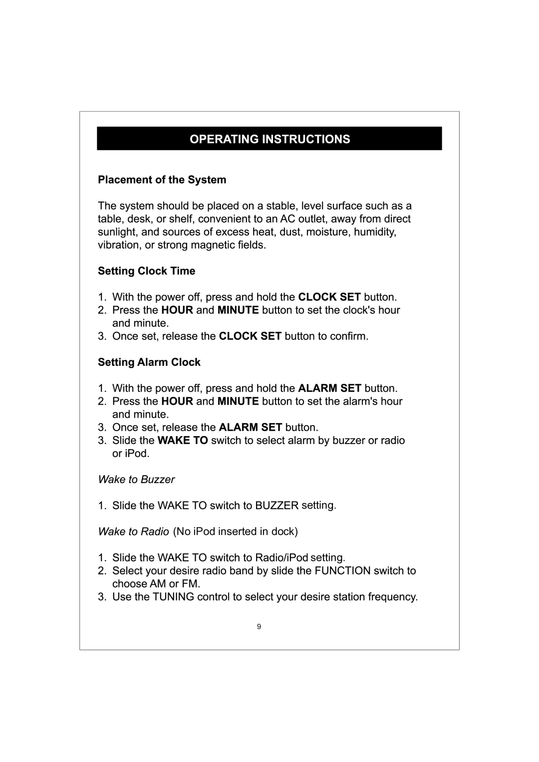 Spectra KT4560 owner manual Setting No iPod inserted in dock 