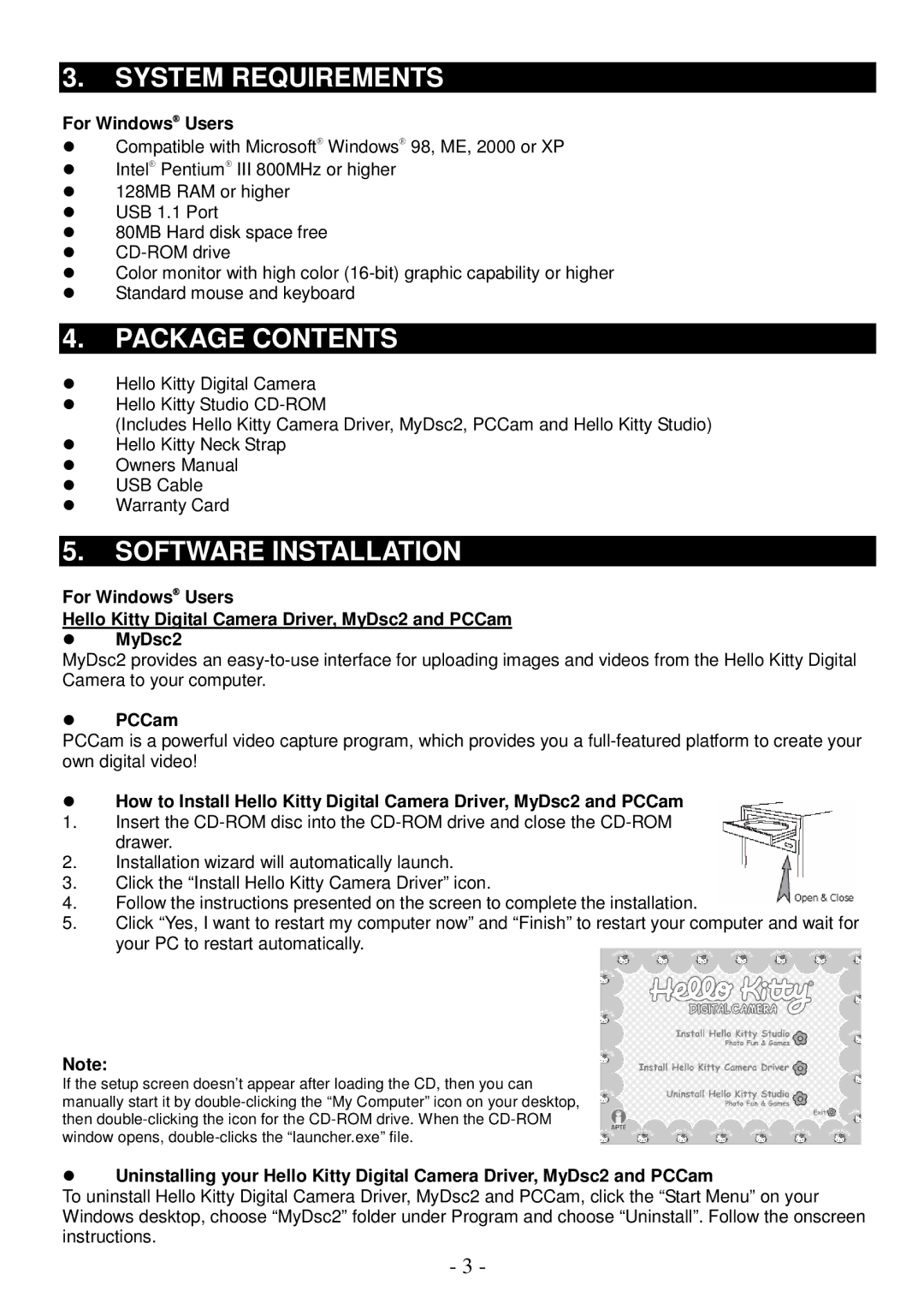 Spectra KT7002 owner manual System Requirements, Package Contents, Software Installation 