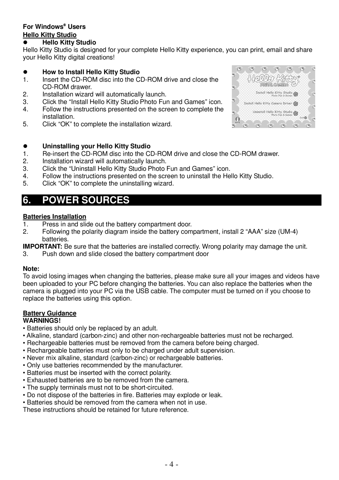 Spectra KT7002 owner manual Power Sources 