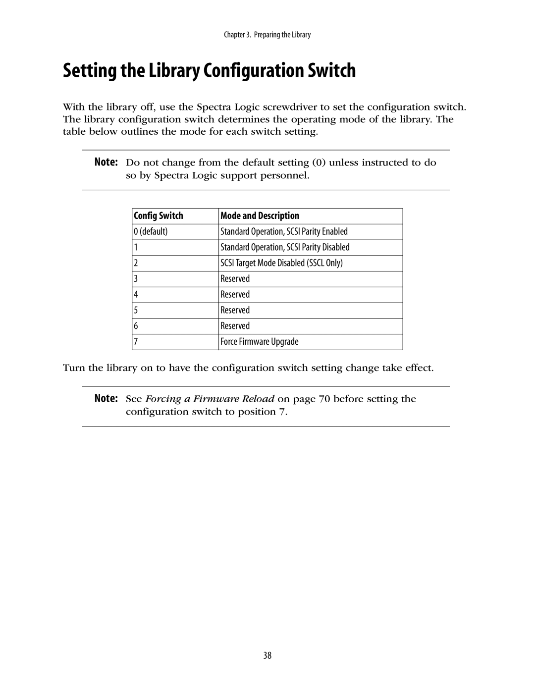 Spectra Logic 10000 manual Setting the Library Configuration Switch 