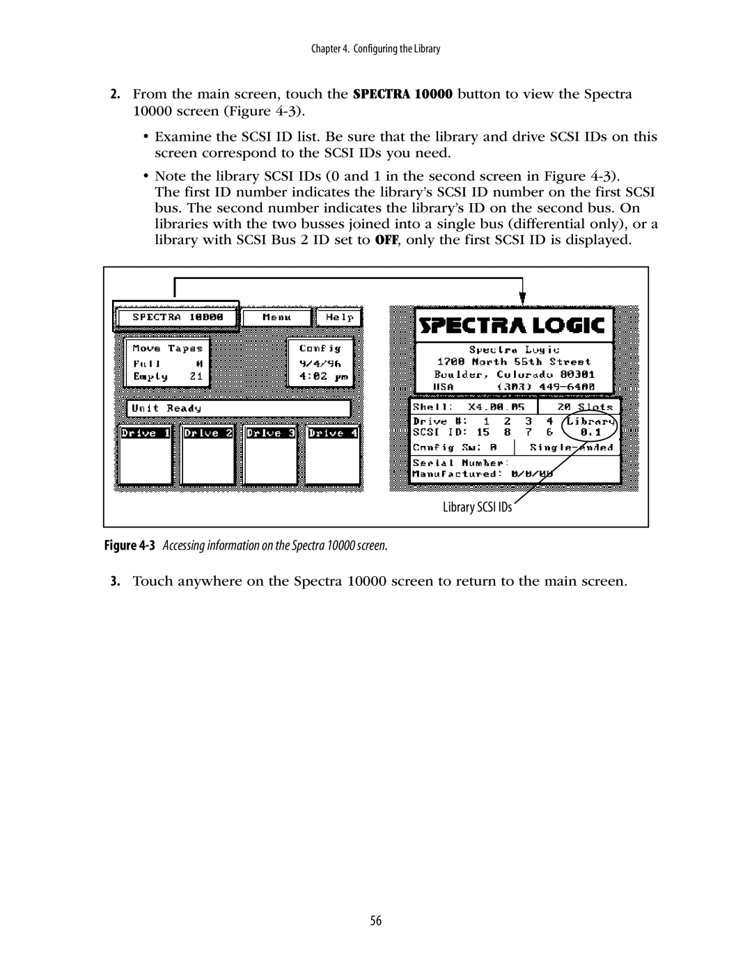 Spectra Logic manual 3Accessing information on the Spectra 10000 screen 