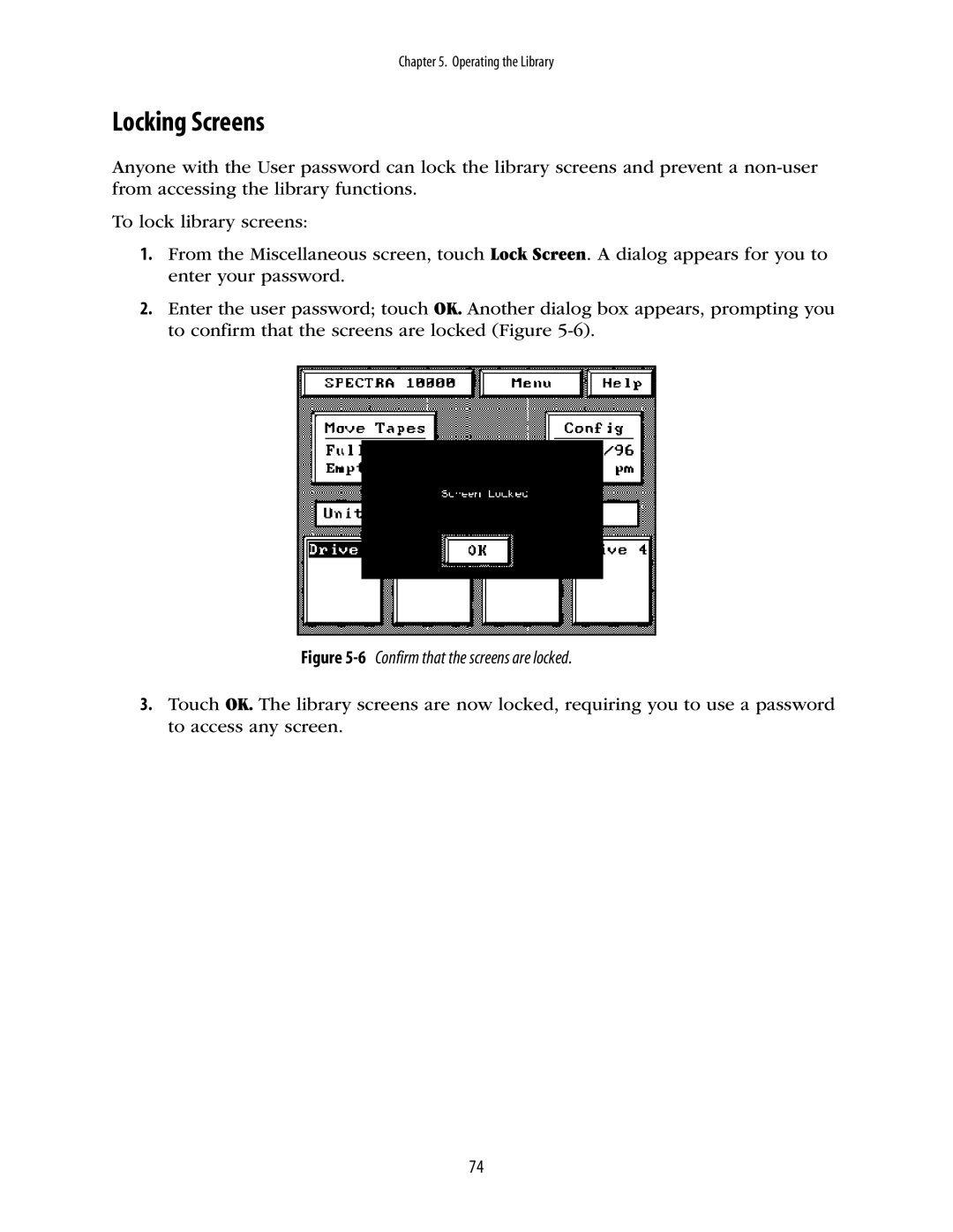 Spectra Logic 10000 manual Locking Screens, 6Confirm that the screens are locked 