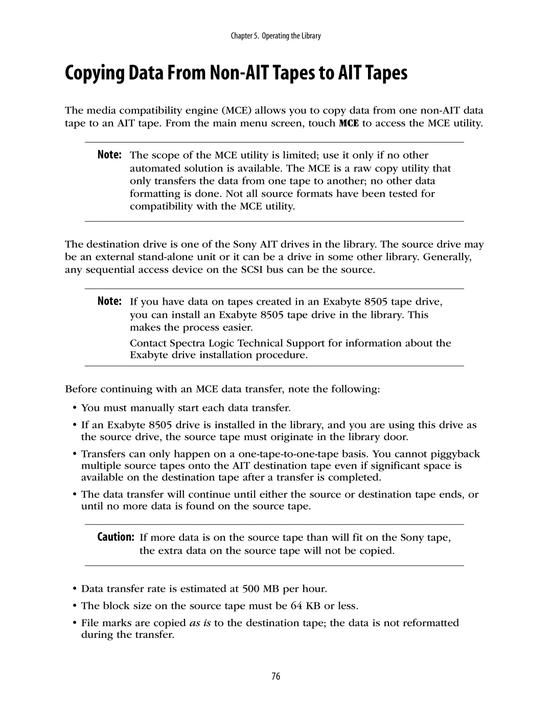 Spectra Logic 10000 manual Copying Data From Non-AIT Tapes to AIT Tapes 