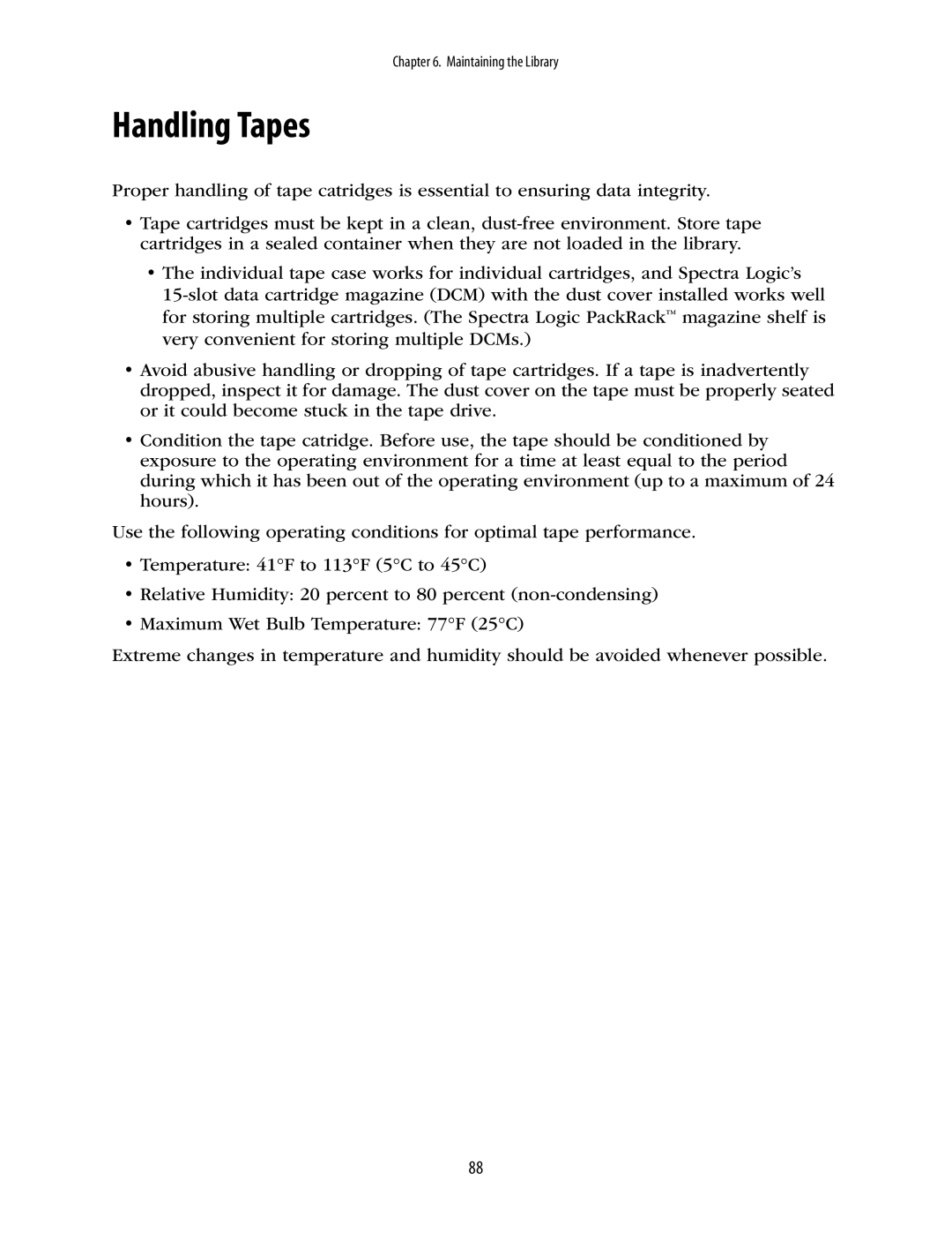 Spectra Logic 10000 manual Handling Tapes 