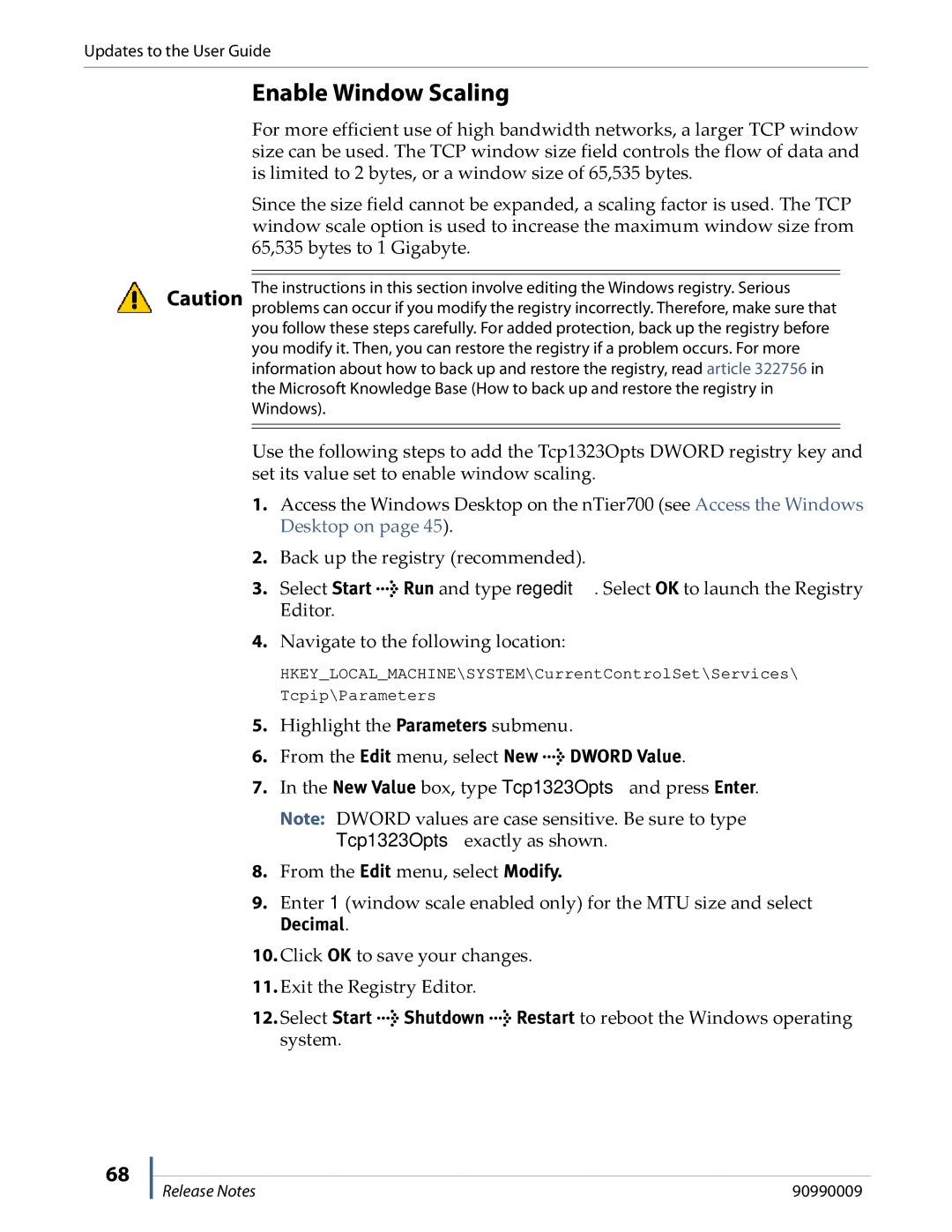 Spectra Logic NTIER700 manual Enable Window Scaling, Decimal 