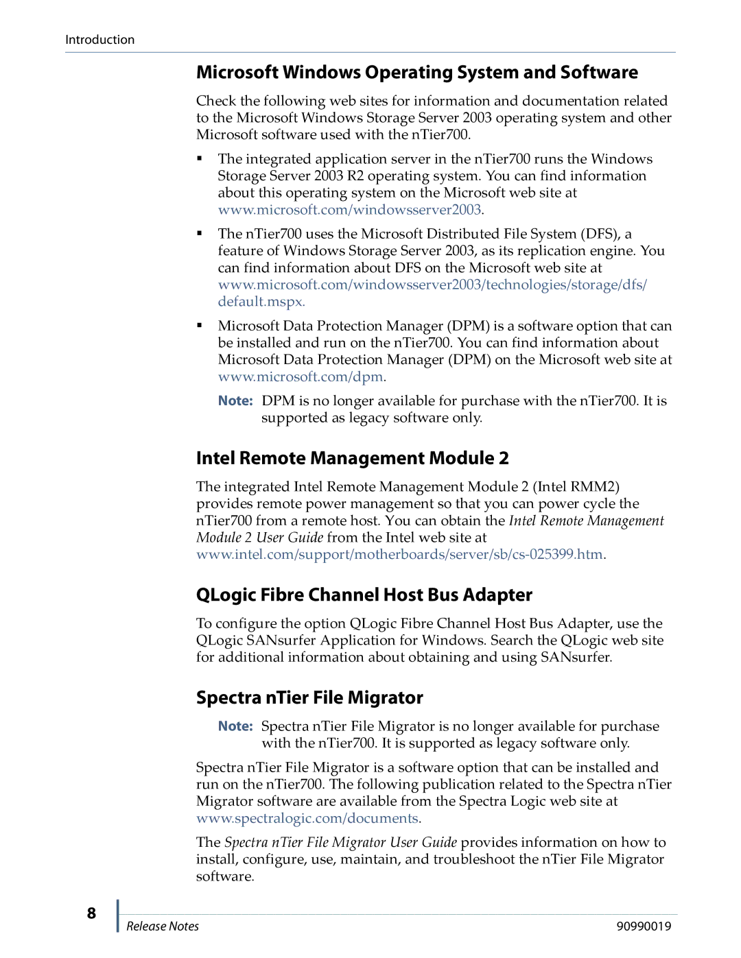 Spectra Logic NTIER700 manual Microsoft Windows Operating System and Software, Spectra nTier File Migrator 