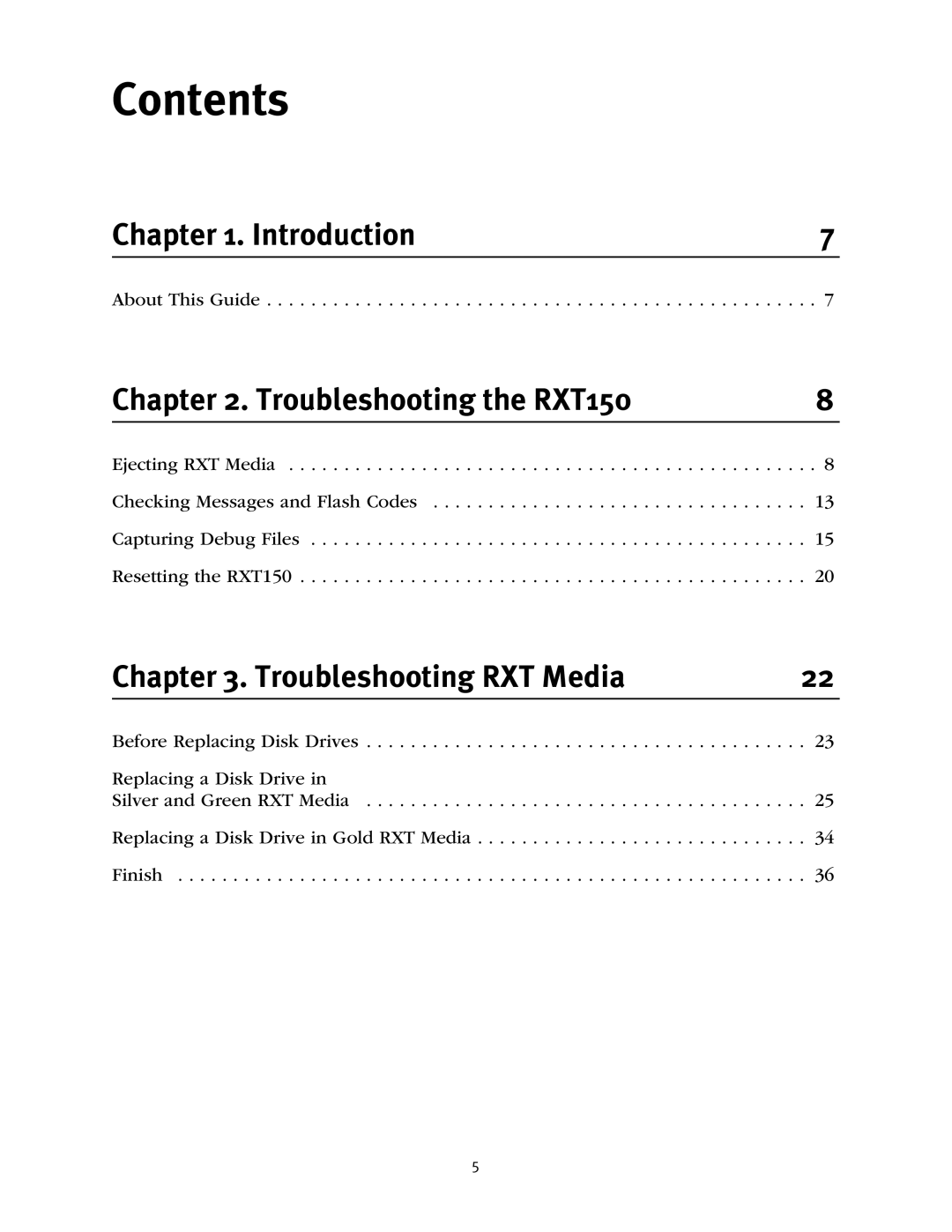 Spectra Logic RXT150 manual Contents 