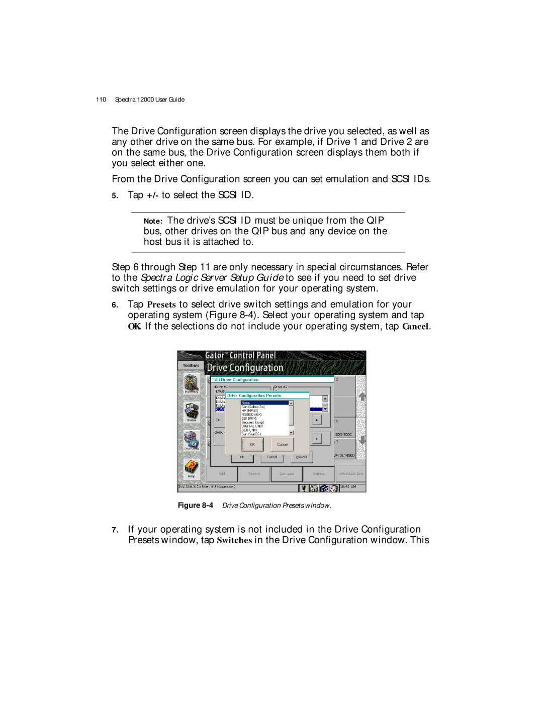 Spectra Logic Spectra 12000 manual 4Drive Configuration Presets window 