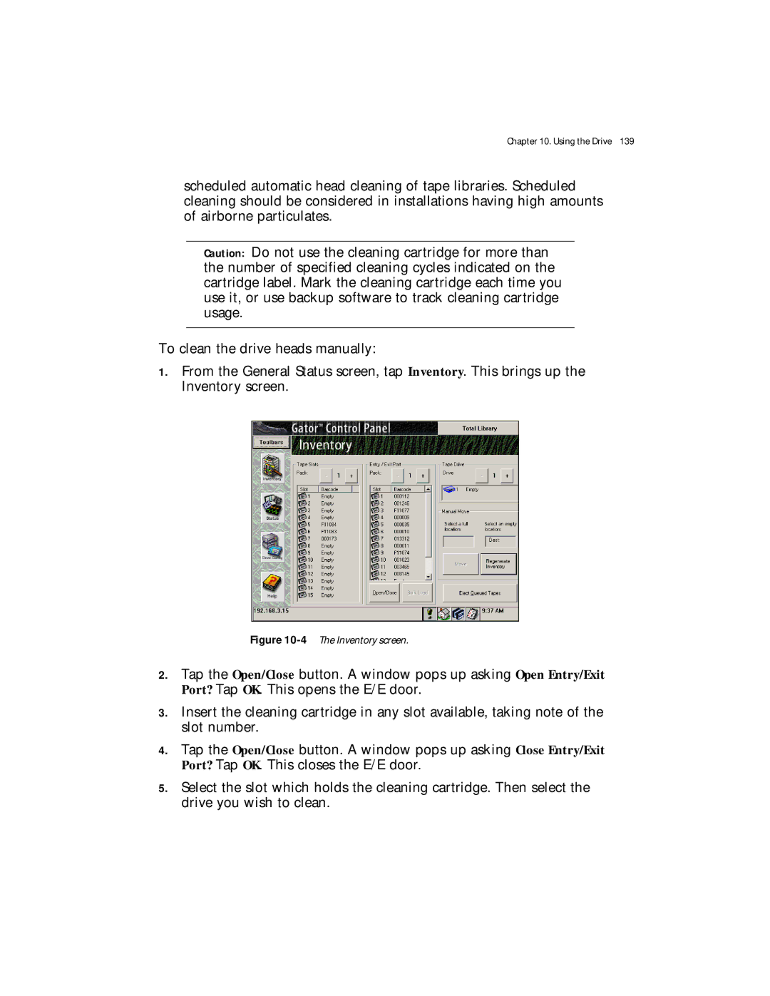 Spectra Logic Spectra 12000 manual 4The Inventory screen 