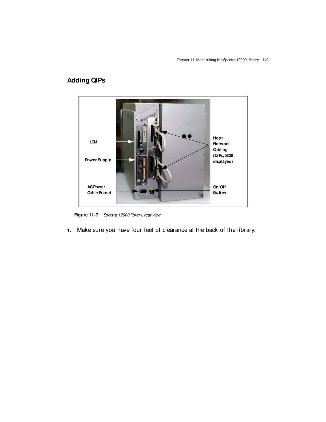 Spectra Logic manual Adding QIPs, 7Spectra 12000 library, rear view 