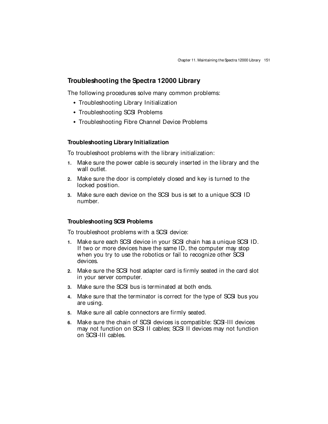 Spectra Logic manual Troubleshooting the Spectra 12000 Library, Troubleshooting Library Initialization 