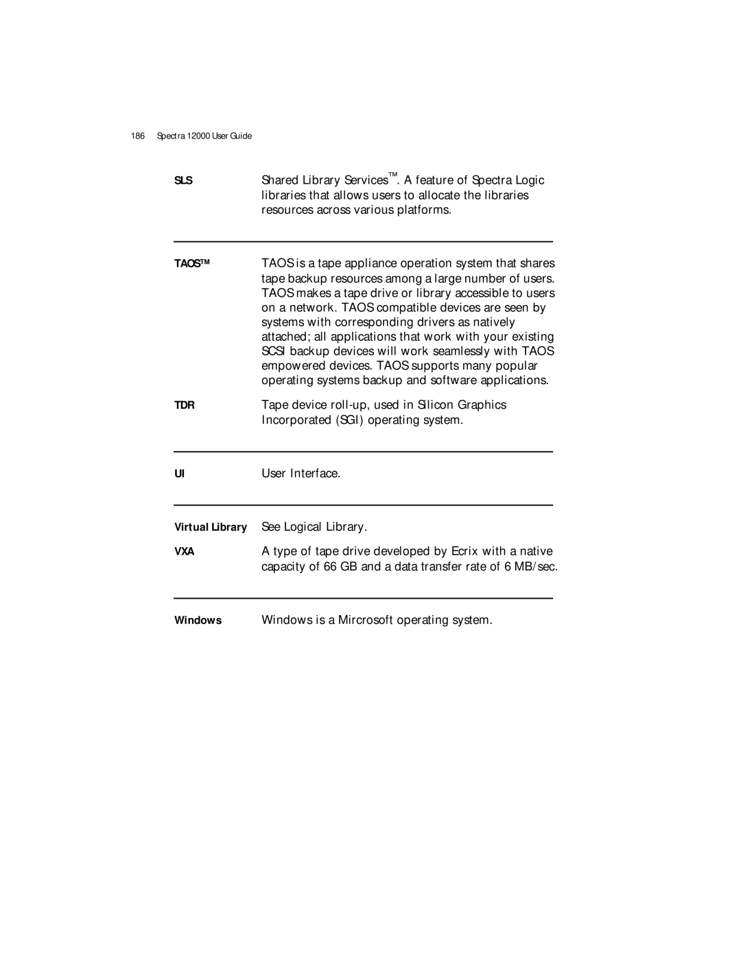 Spectra Logic Spectra 12000 manual Virtual Library, Windows 