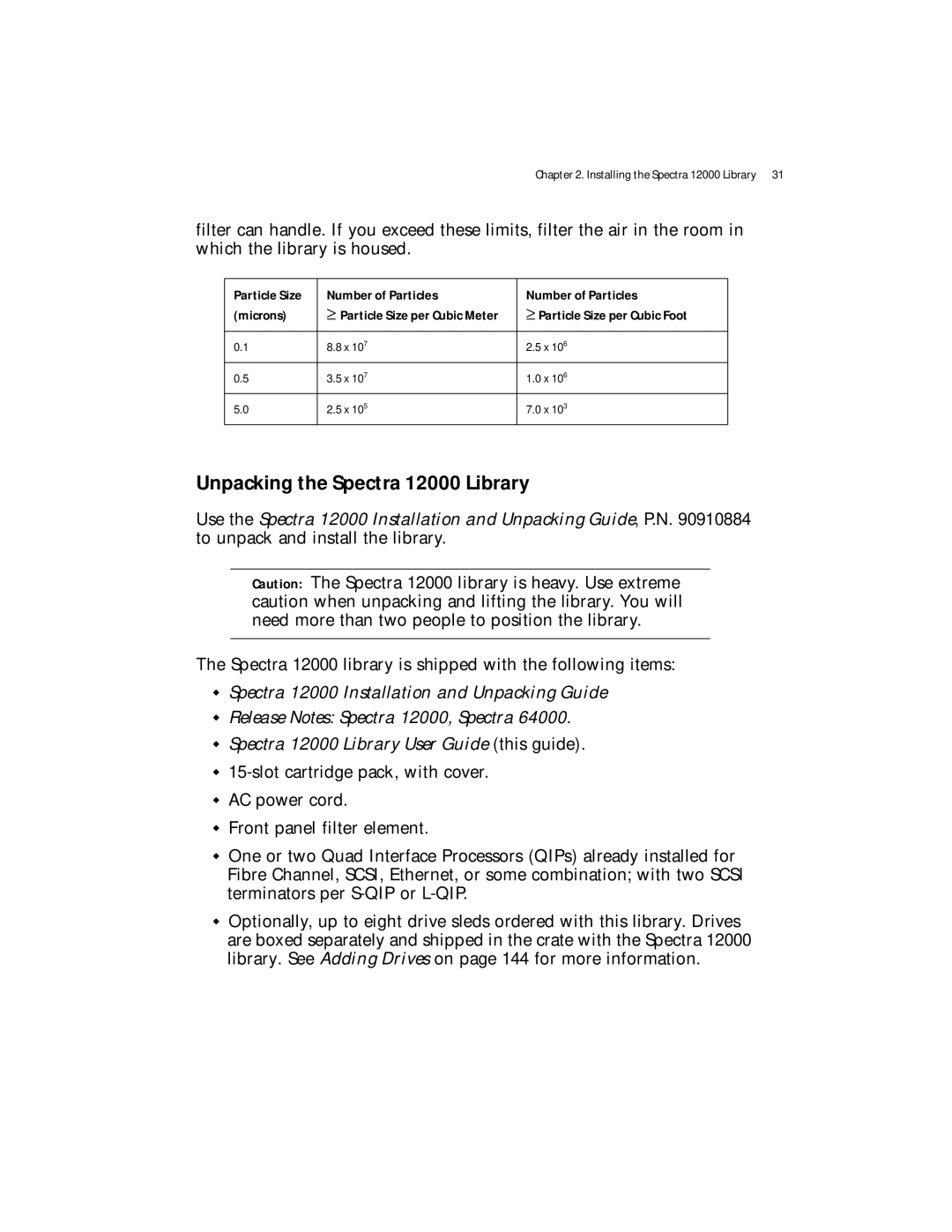 Spectra Logic manual Unpacking the Spectra 12000 Library 