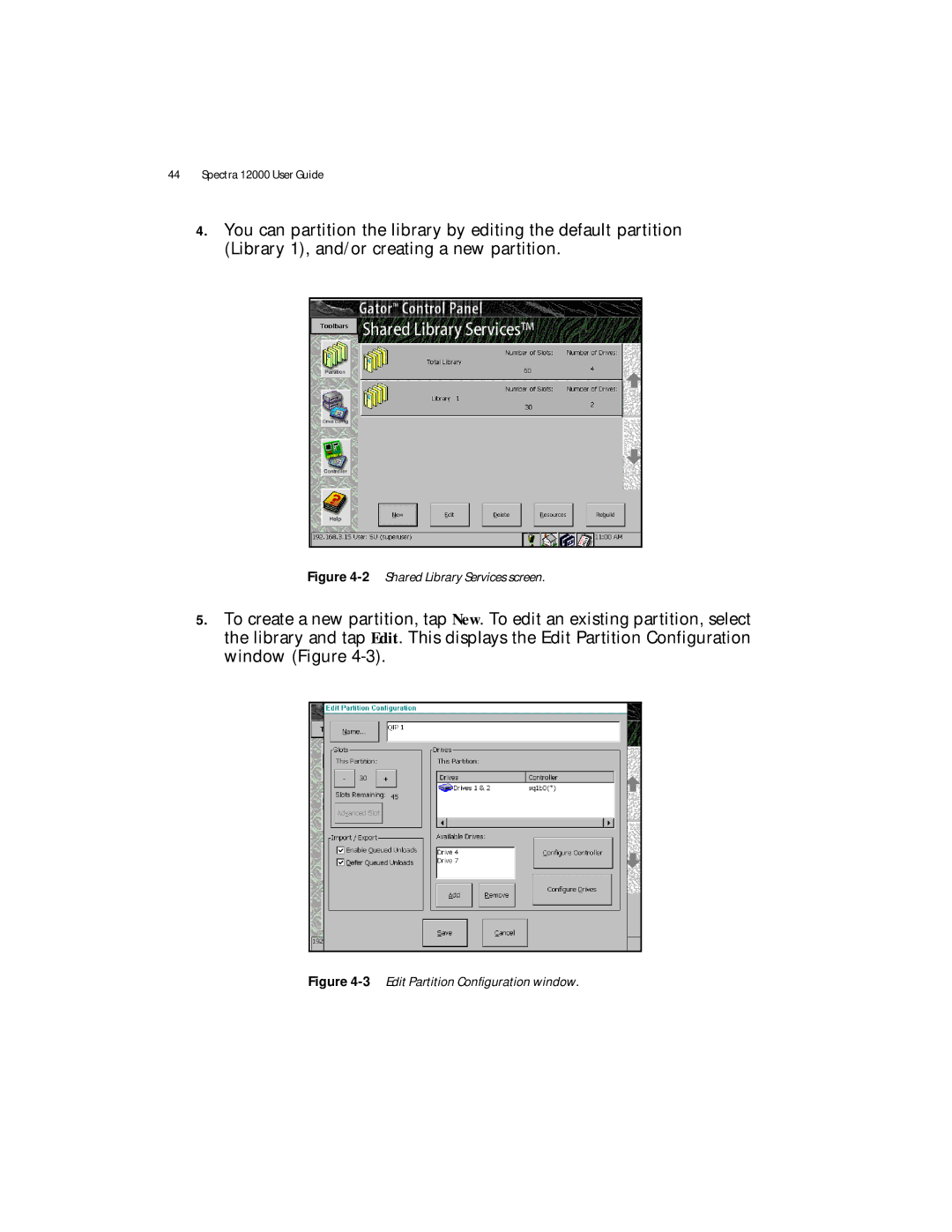 Spectra Logic Spectra 12000 manual 2Shared Library Services screen 