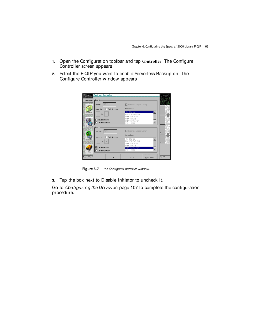 Spectra Logic Spectra 12000 manual 7The Configure Controller window 