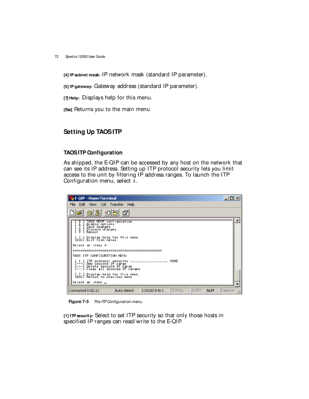 Spectra Logic Spectra 12000 manual Setting Up Taos ITP, Taos ITP Configuration 