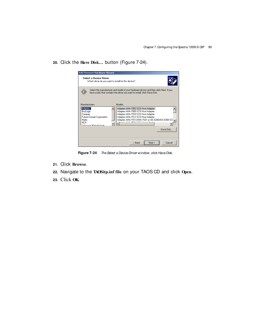 Spectra Logic Spectra 12000 manual Click OK 