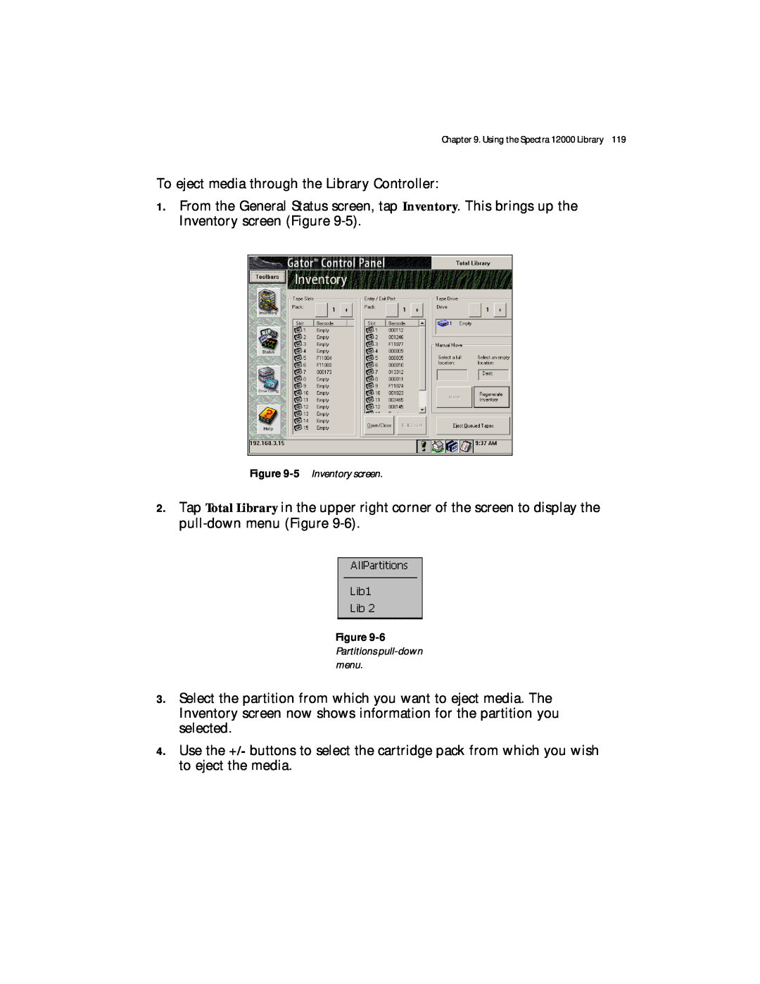 Spectra Logic Spectra 12000 manual 5 Inventory screen 