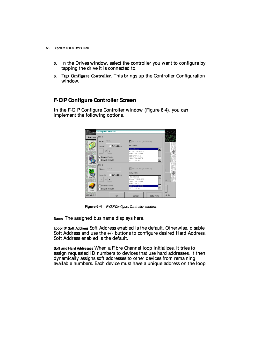 Spectra Logic Spectra 12000 manual F-QIP Configure Controller Screen, 4 F-QIP Configure Controller window 