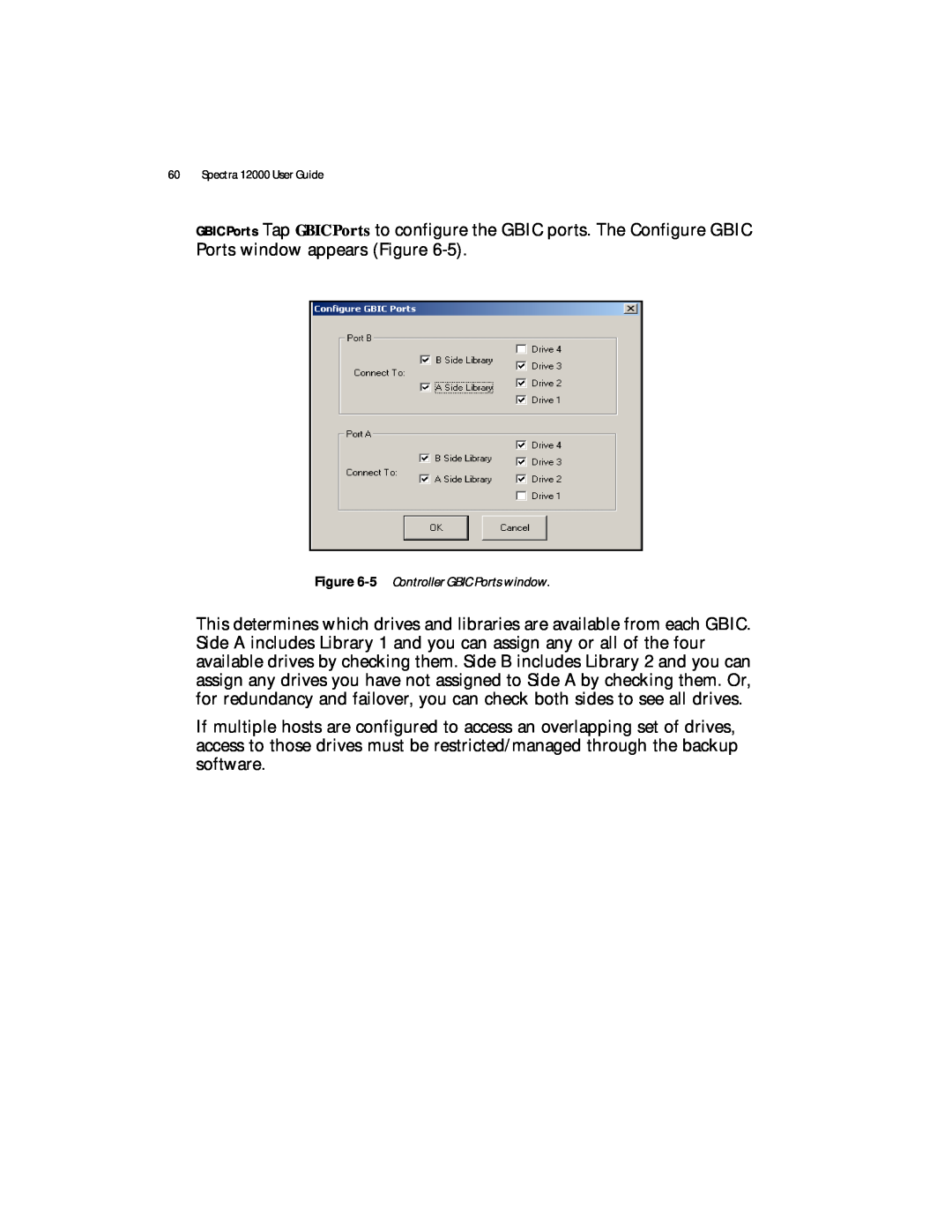 Spectra Logic manual 5 Controller GBIC Ports window, Spectra 12000 User Guide 