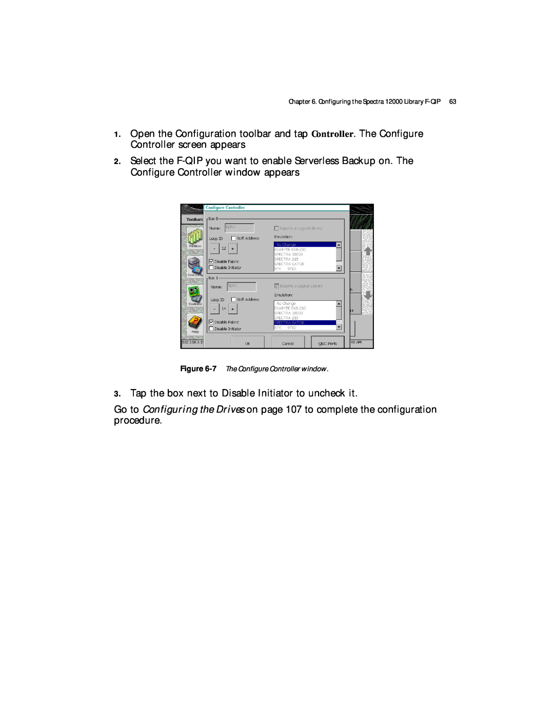 Spectra Logic Spectra 12000 manual 7 The Configure Controller window 