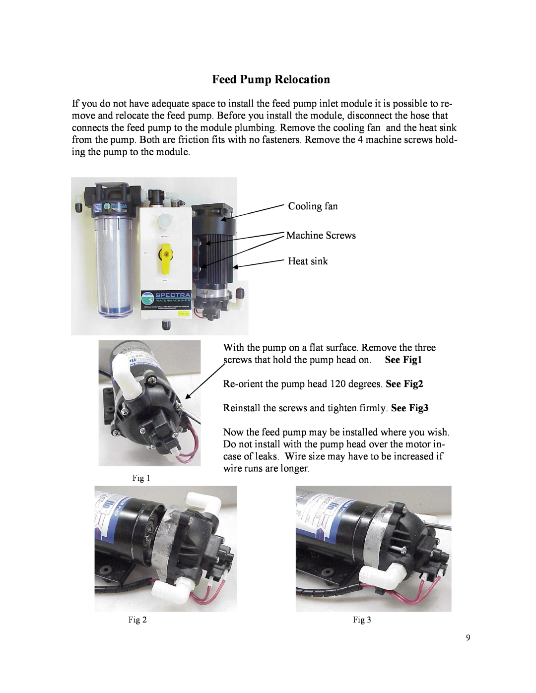 Spectra Watermakers MPC-5000 owner manual Feed Pump Relocation 
