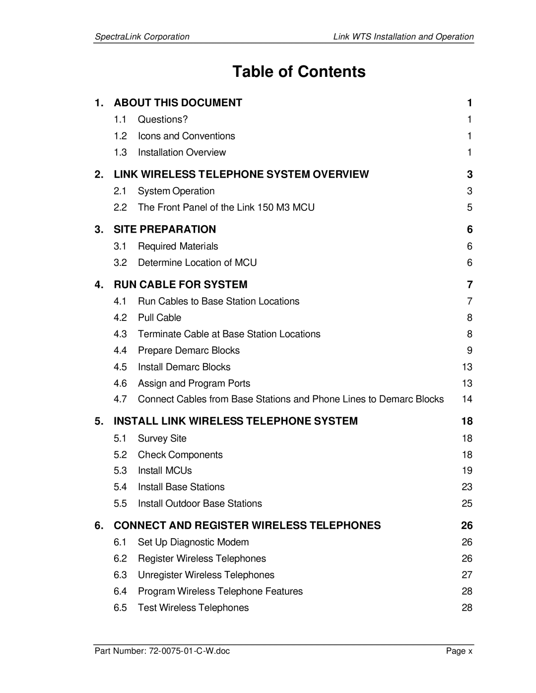 SpectraLink 150 M3 MCU manual Table of Contents 