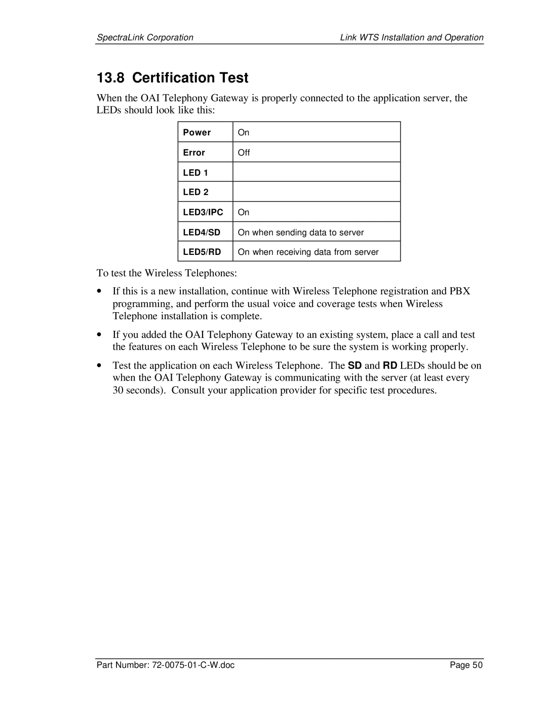 SpectraLink 150 M3 MCU manual Certification Test 