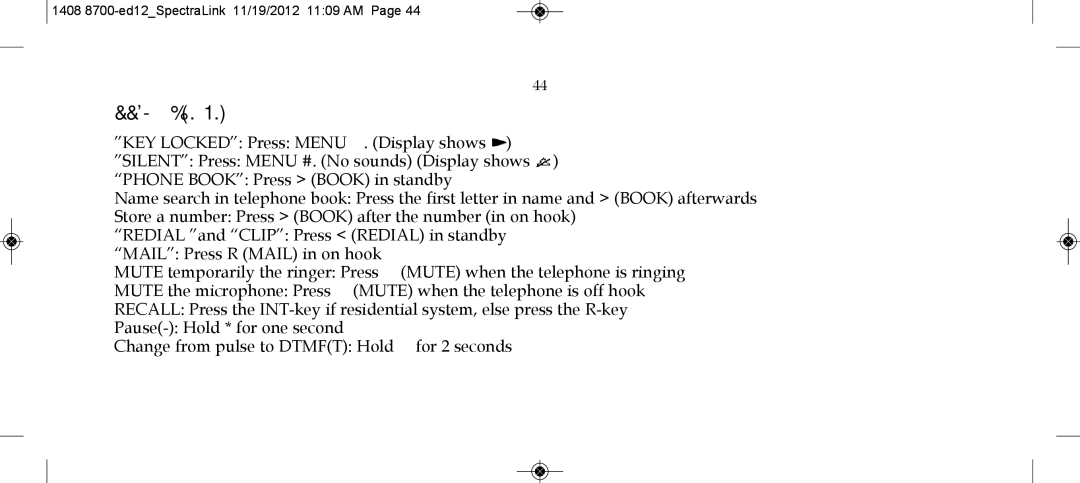 SpectraLink 2345000 manual Shortcuts 