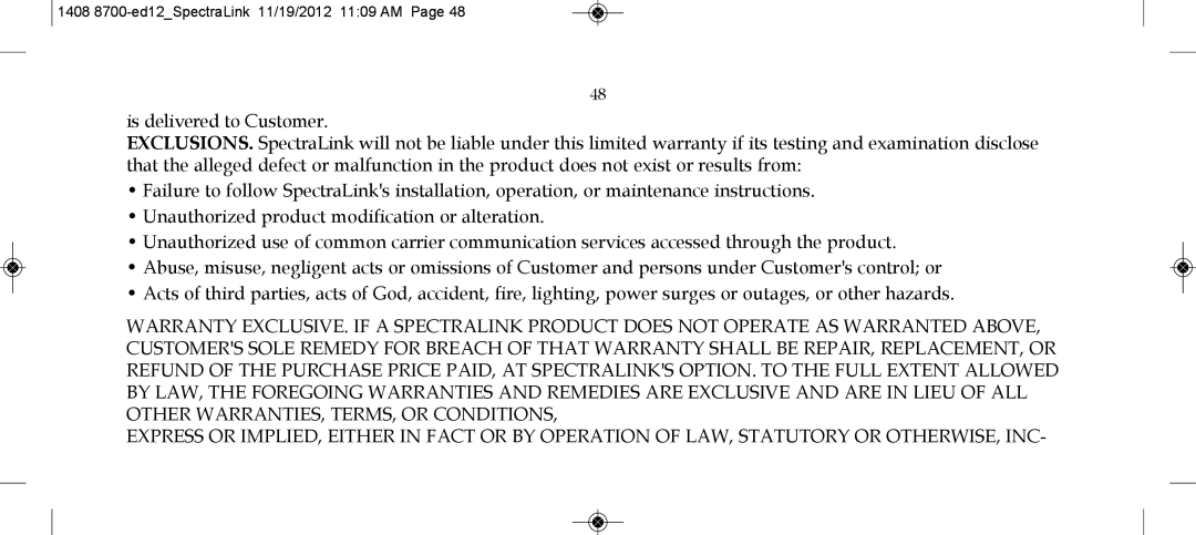 SpectraLink 2345000 manual 1408 8700-ed12SpectraLink 11/19/2012 1109 AM 