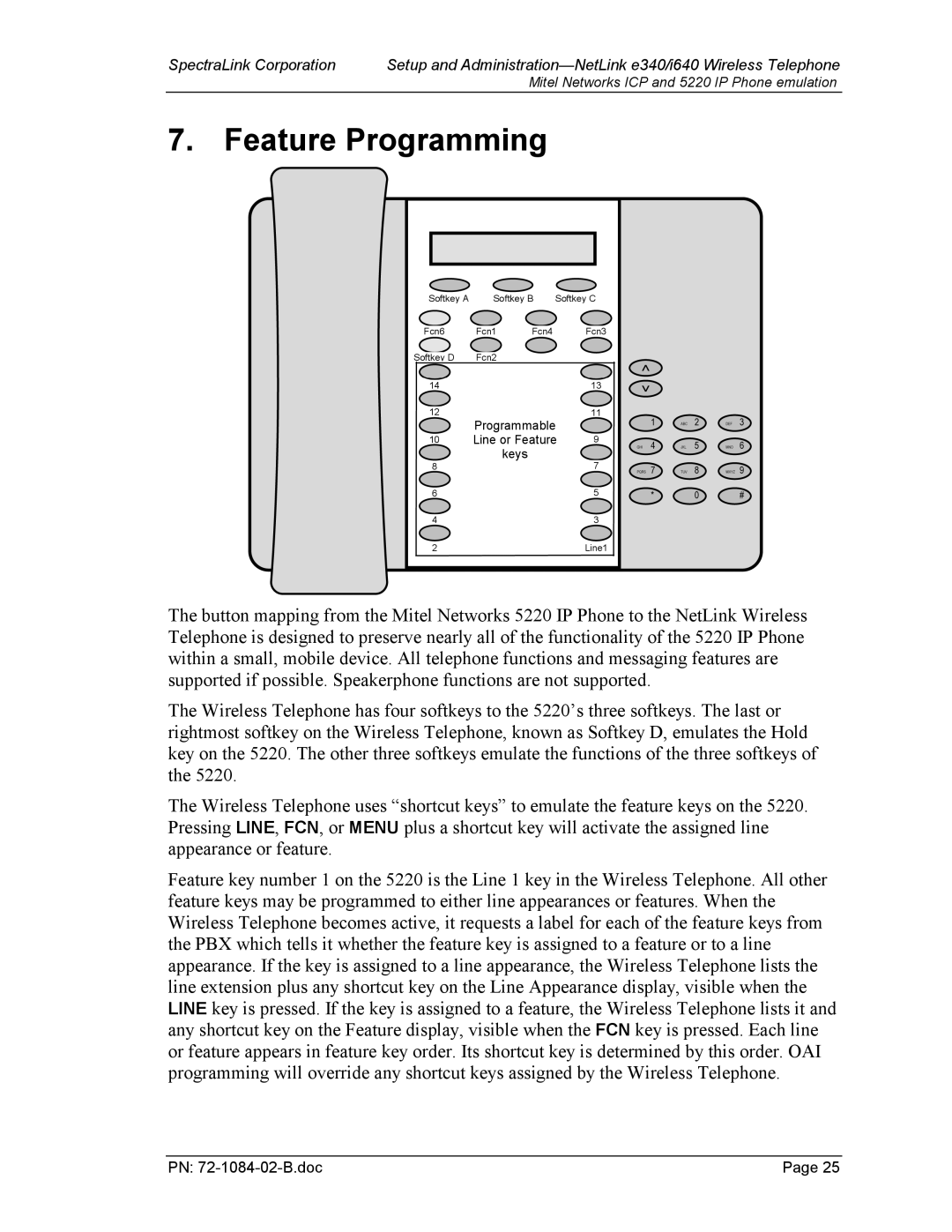 SpectraLink 72-1084-02 manual Feature Programming 