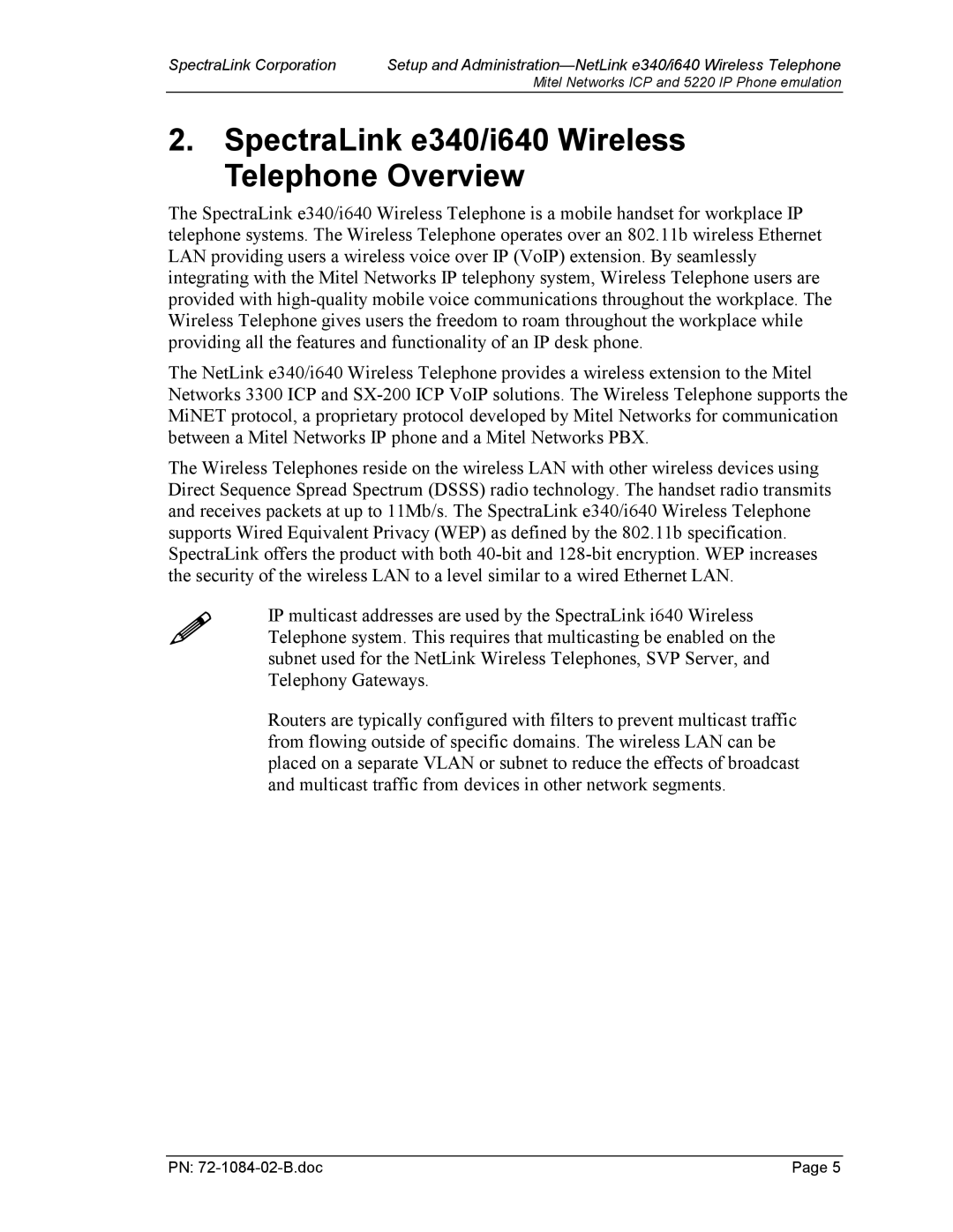 SpectraLink 72-1084-02 manual SpectraLink e340/i640 Wireless Telephone Overview 