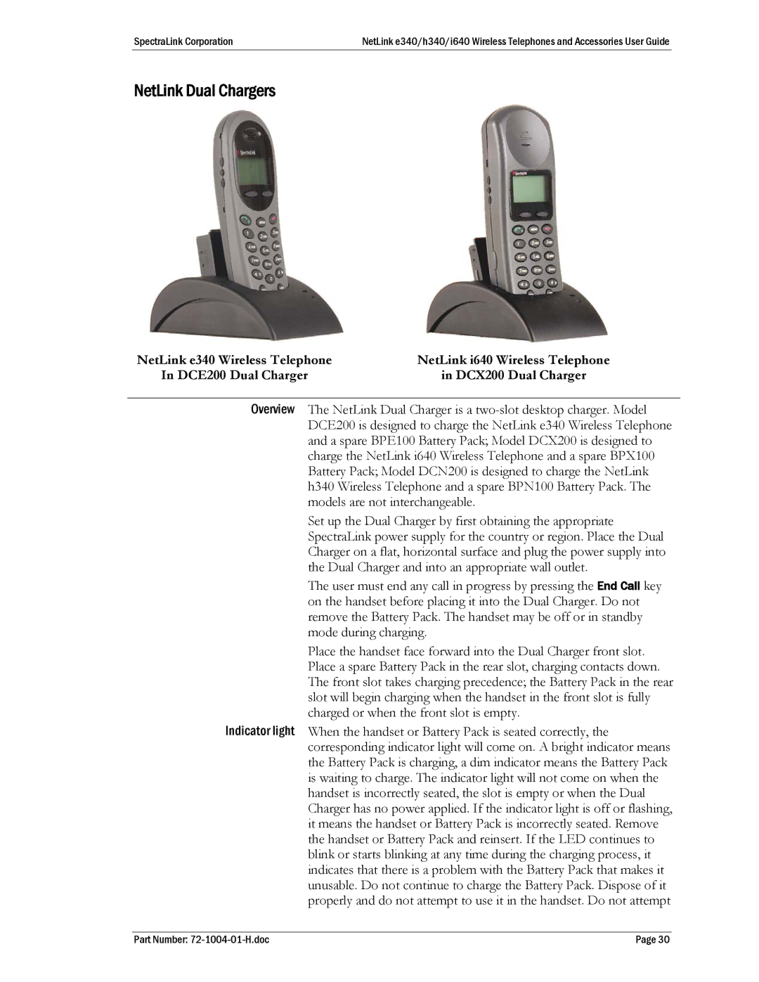 SpectraLink BPX100 manual NetLink Dual Chargers 