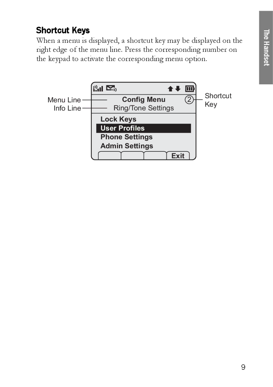 SpectraLink LINK 6020 manual Shortcut Keys 