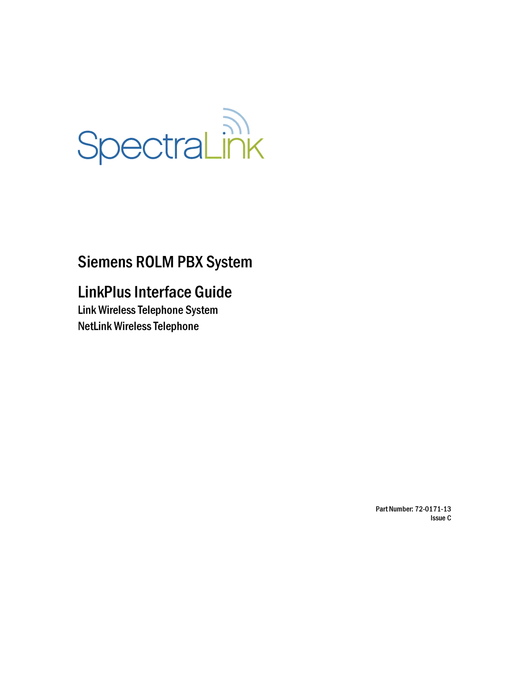 SpectraLink ROLM PBX manual Siemens Rolm PBX System LinkPlus Interface Guide 