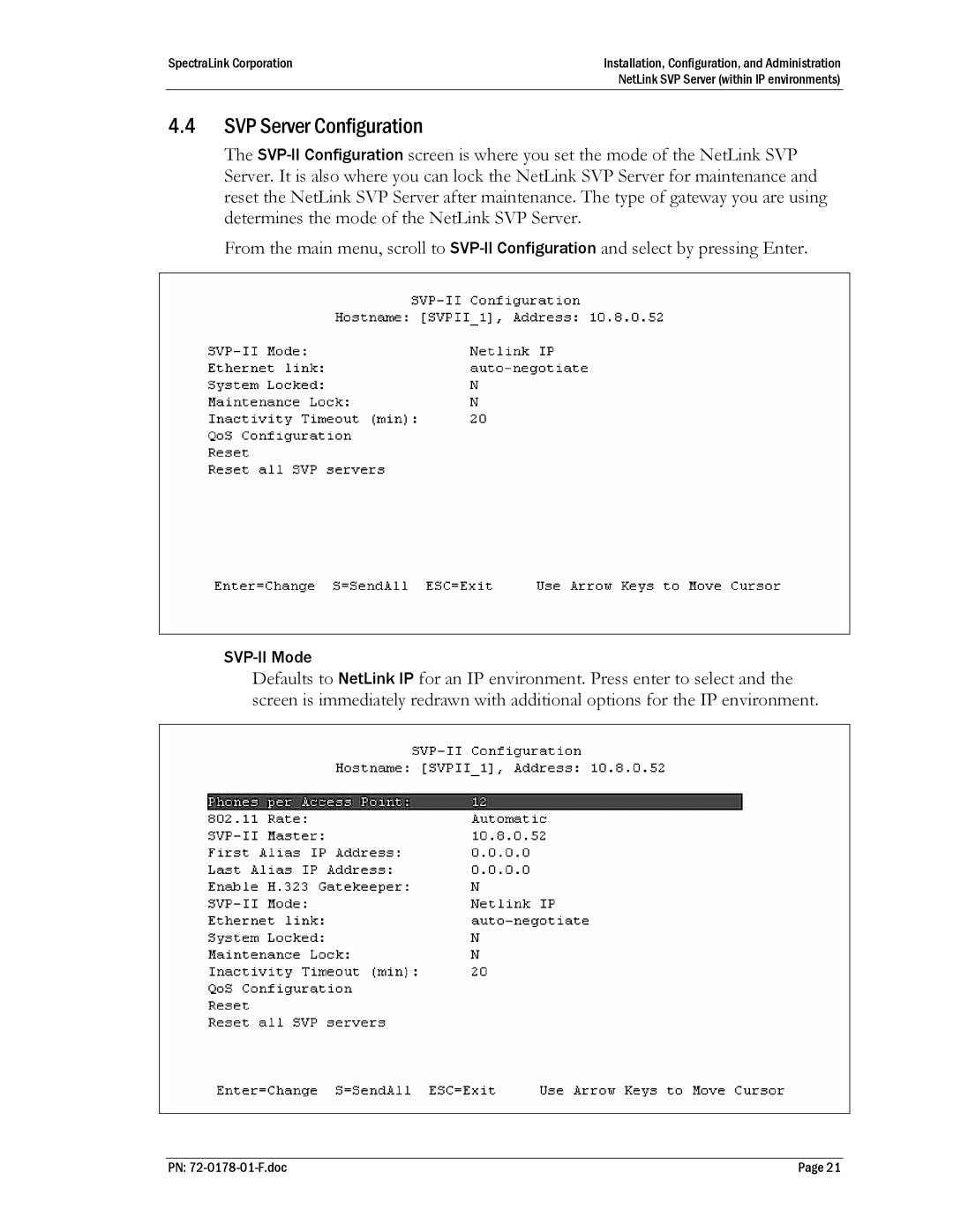 SpectraLink SVP020, SVP100, SVP010 manual SVP Server Configuration 