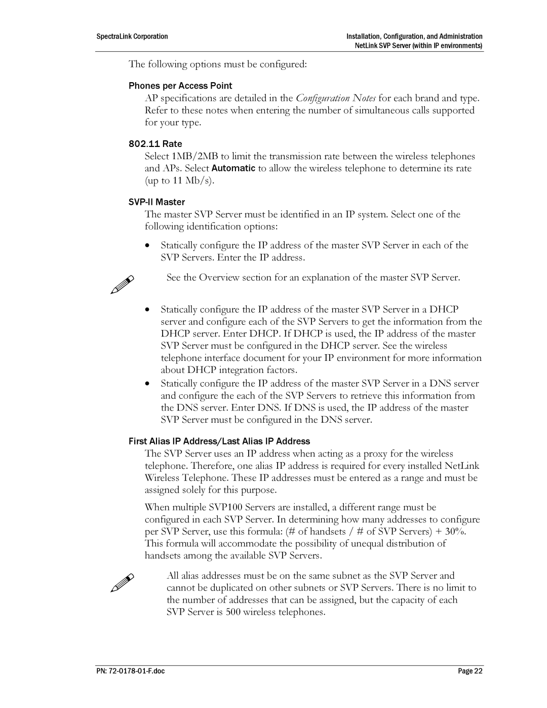 SpectraLink SVP100, SVP020, SVP010 manual Phones per Access Point 